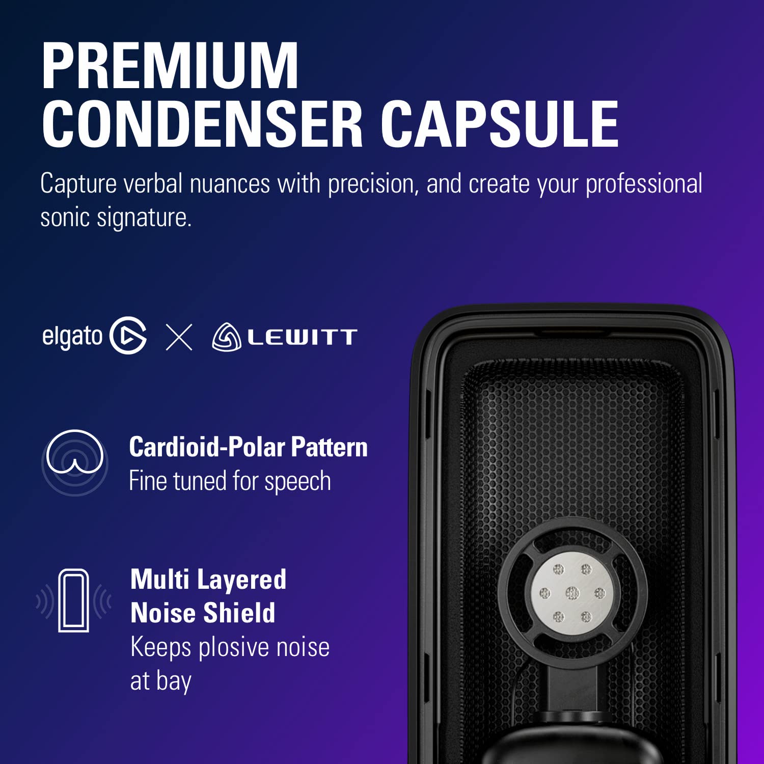 Elgato Wave:3 White - Premium Studio Quality USB Condenser Microphone for Streaming, Podcast, Gaming and Home Office, Free Mixer